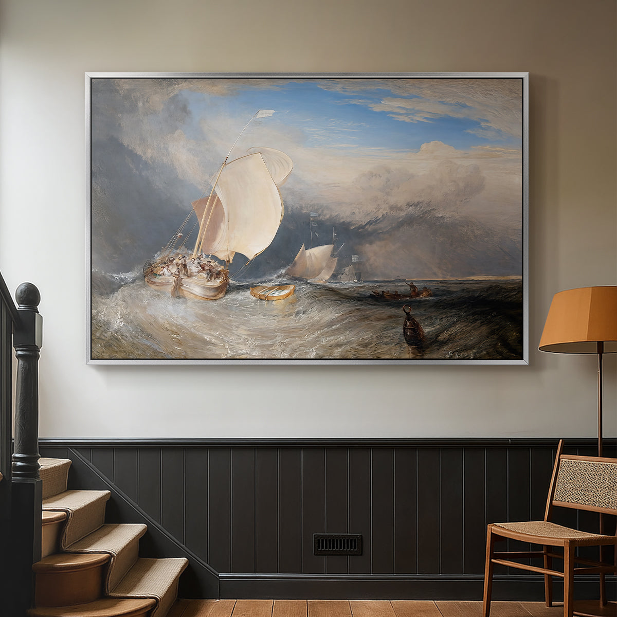 Fishing Boats with Hucksters Bargaining for Fish, 1837-1838 - Floater Framed Canvas Print