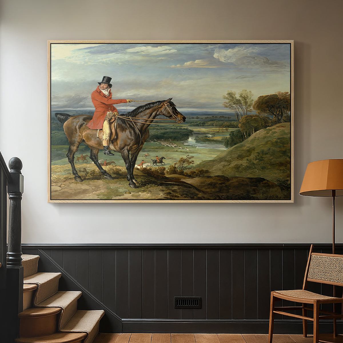 John Levett Hunting at Wychnor, Staffordshire, 1818 - Floater Framed Canvas Print