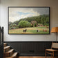 Farm with Grazing Cows (Bondegård med beitende kuer), 1892 - Floater Framed Canvas Print