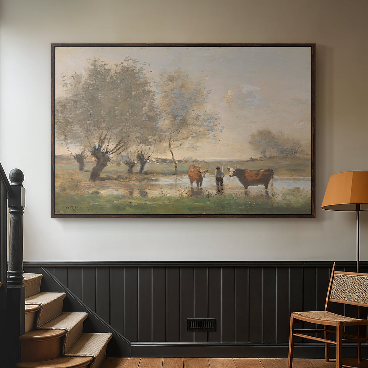 Cows in a Marshy Landscape, c. 1873-1874 - Floater Framed Canvas Print