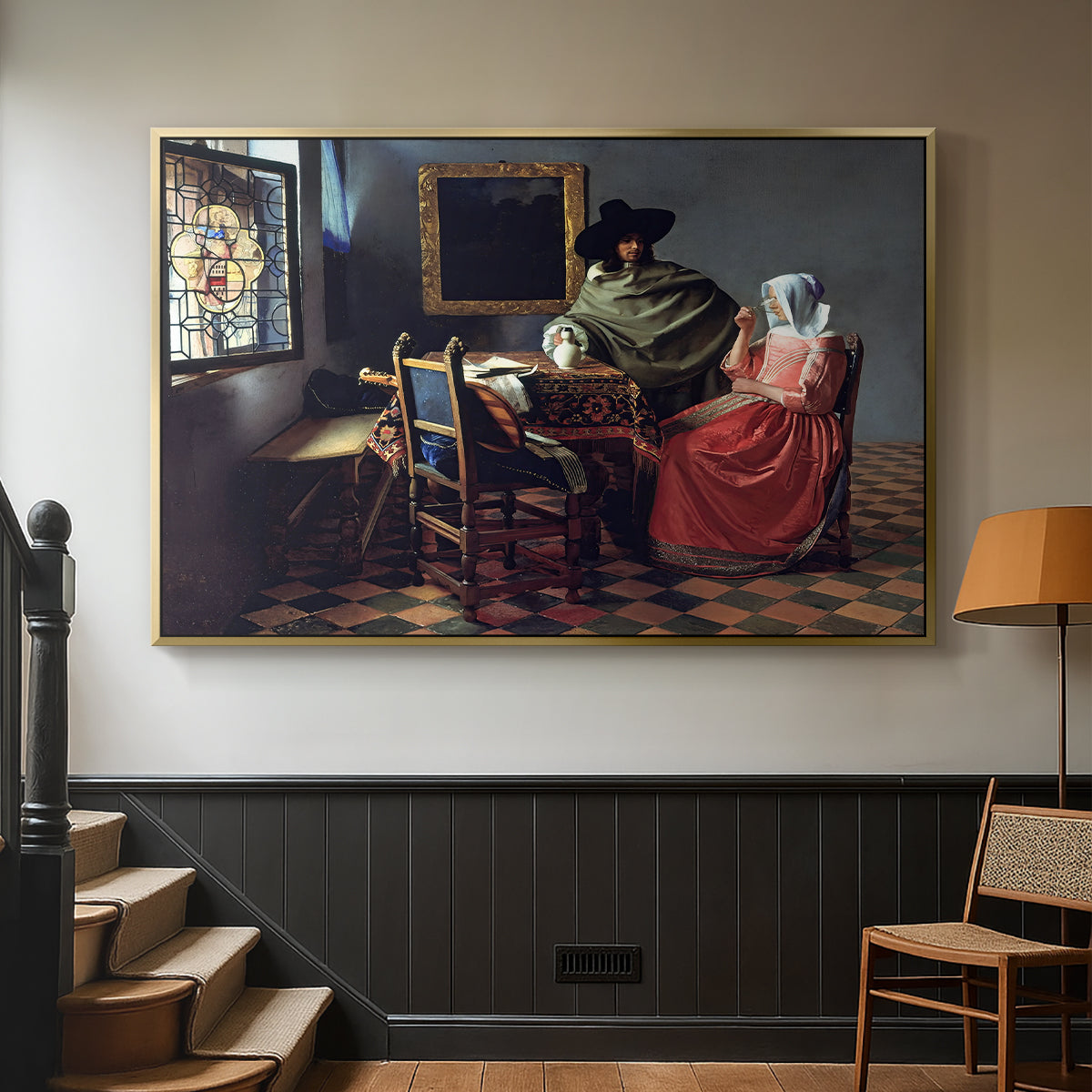 The Glass of Wine, c. 1660 - Floater Framed Canvas Print