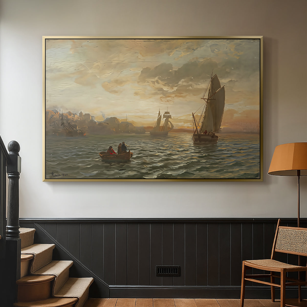 View from the Oslofjord, 1866 - Floater Framed Canvas Print
