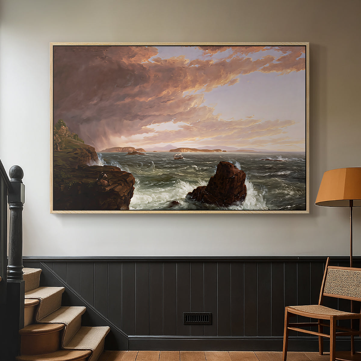 Views Across Frenchman's Bay from Mt. Desert Island, After a Squall, 1845 - Floater Framed Canvas Print