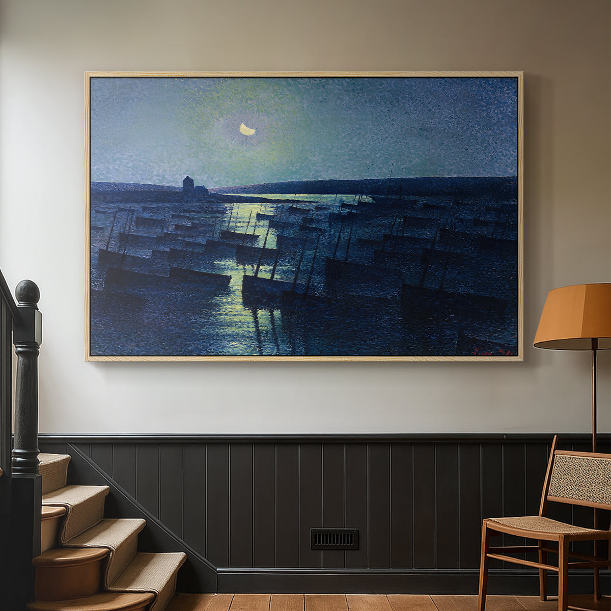 Camaret, Moonlight and Fishing Boats, 1894 - Floater Framed Canvas Print