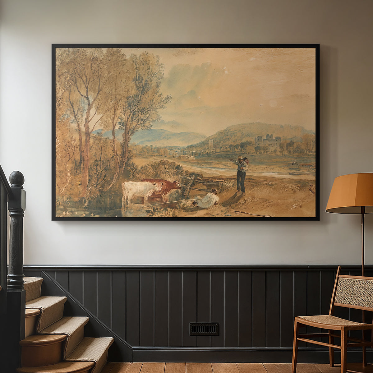 Lulworth Castle, Dorset, c. 1820 - Floater Framed Canvas Print
