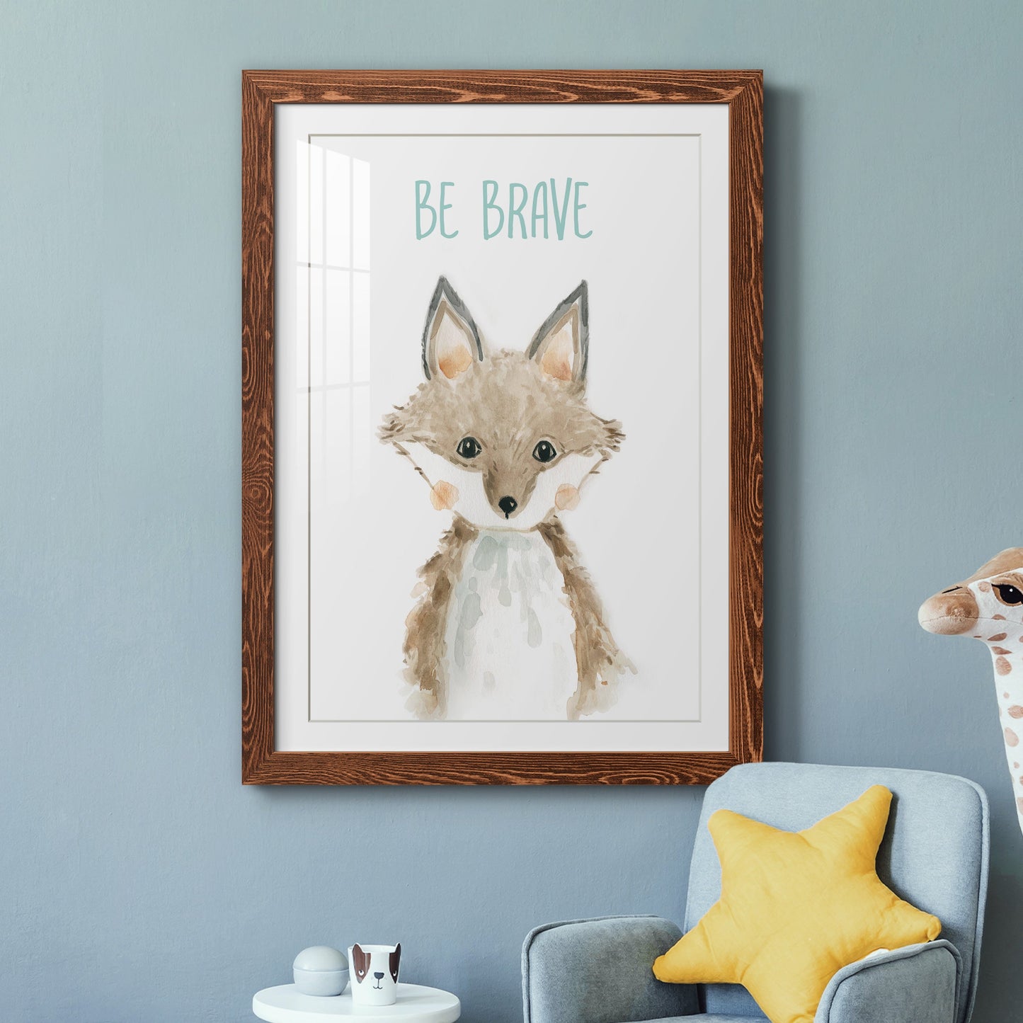 Be Brave Fox - Premium Framed Print - Distressed Barnwood Frame - Ready to Hang