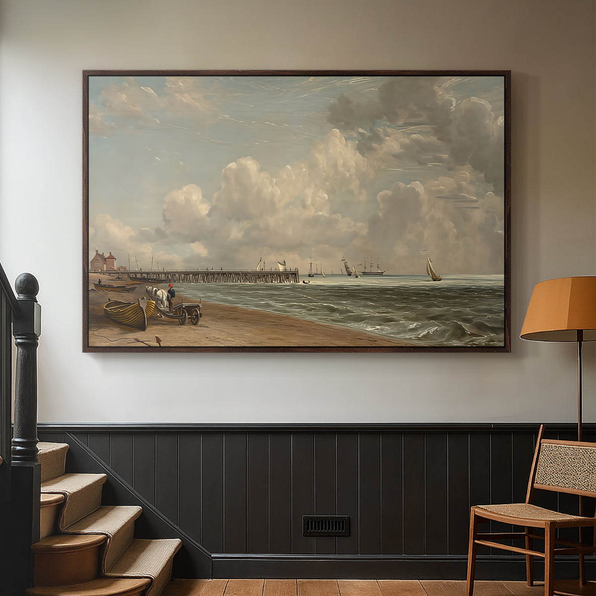 Yarmouth Jetty, 1822 - Floater Framed Canvas Print
