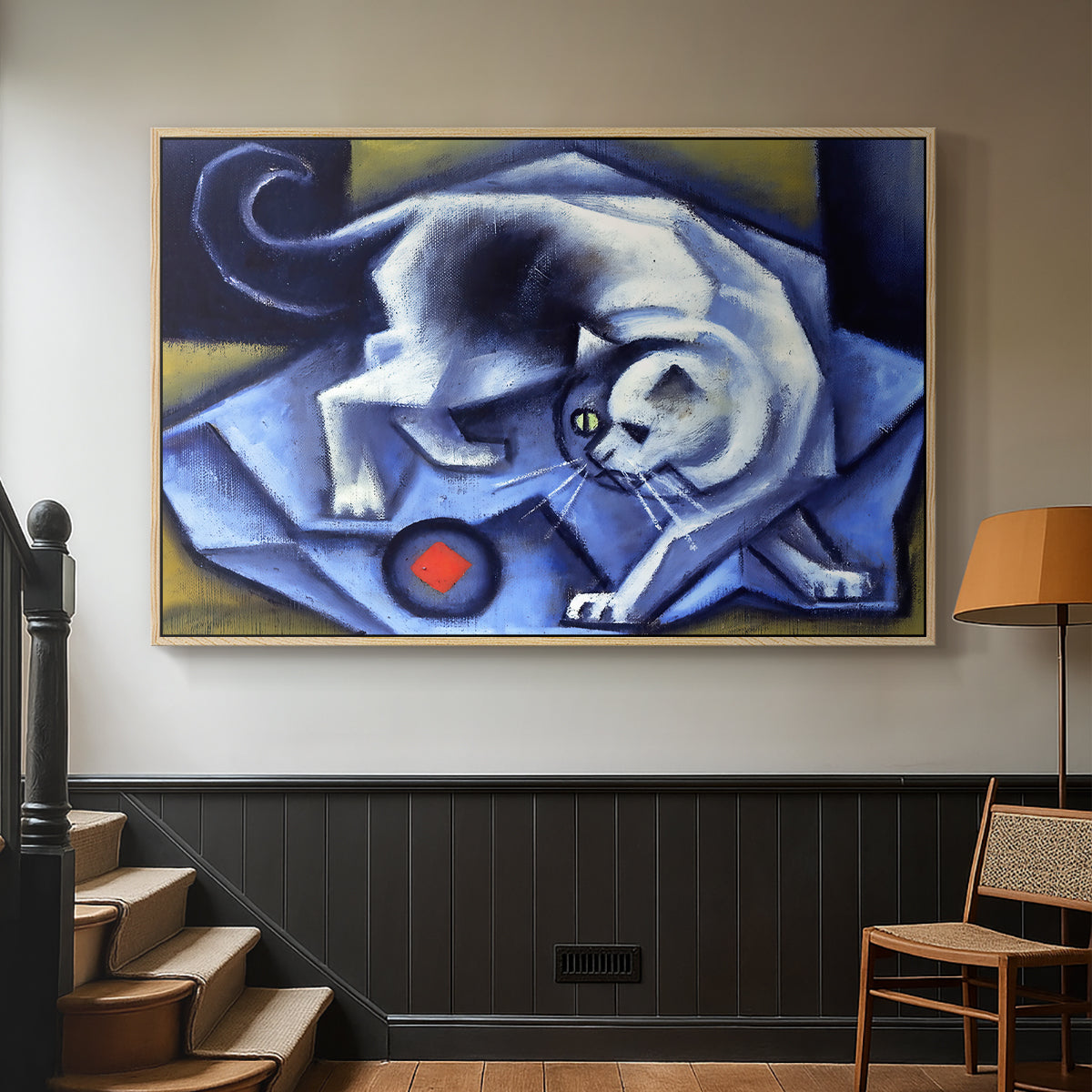 Cat Playing with a Ball, 1945-1950 - Floater Framed Canvas Print