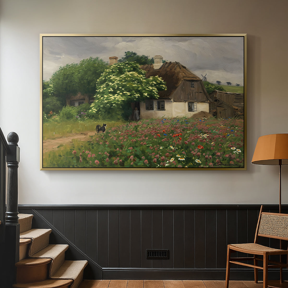 Farmhouse with Meadow Flowers, 1909 - Floater Framed Canvas Print