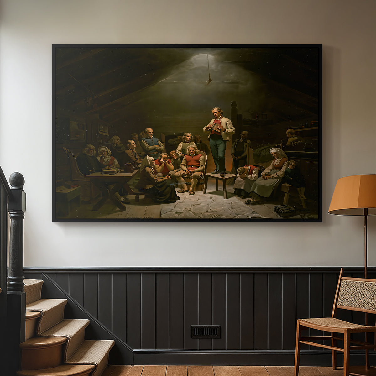 Low Church Devotion (Haugianerne), 1848 - Floater Framed Canvas Print