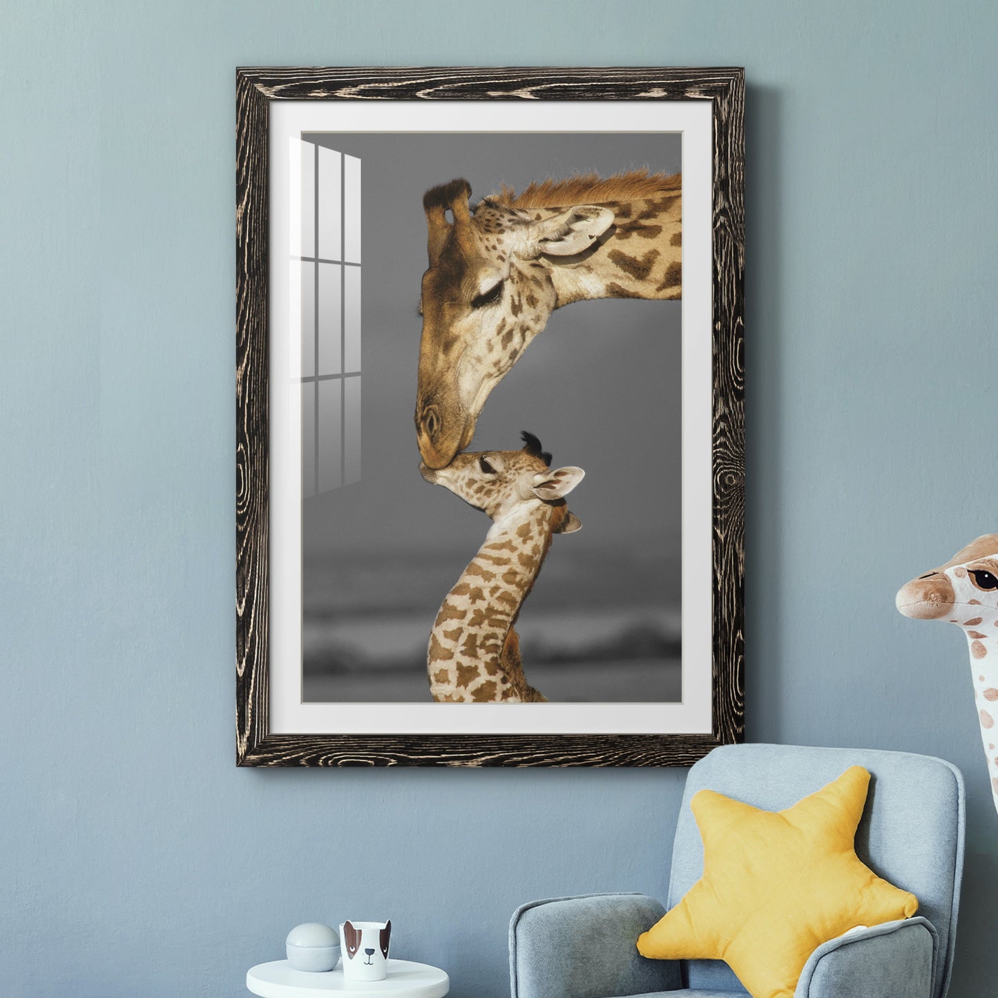 Masai Mara Giraffe Family - Premium Framed Print - Distressed Barnwood Frame - Ready to Hang