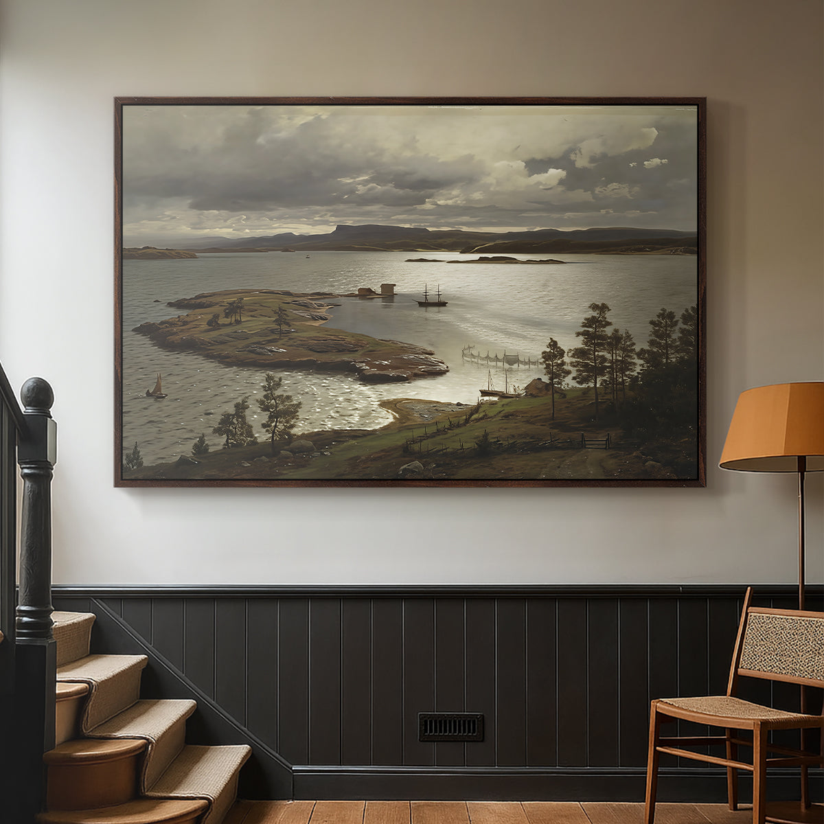 The Fjord at Sandviken (Sandviksfjorden), 1879 - Floater Framed Canvas Print