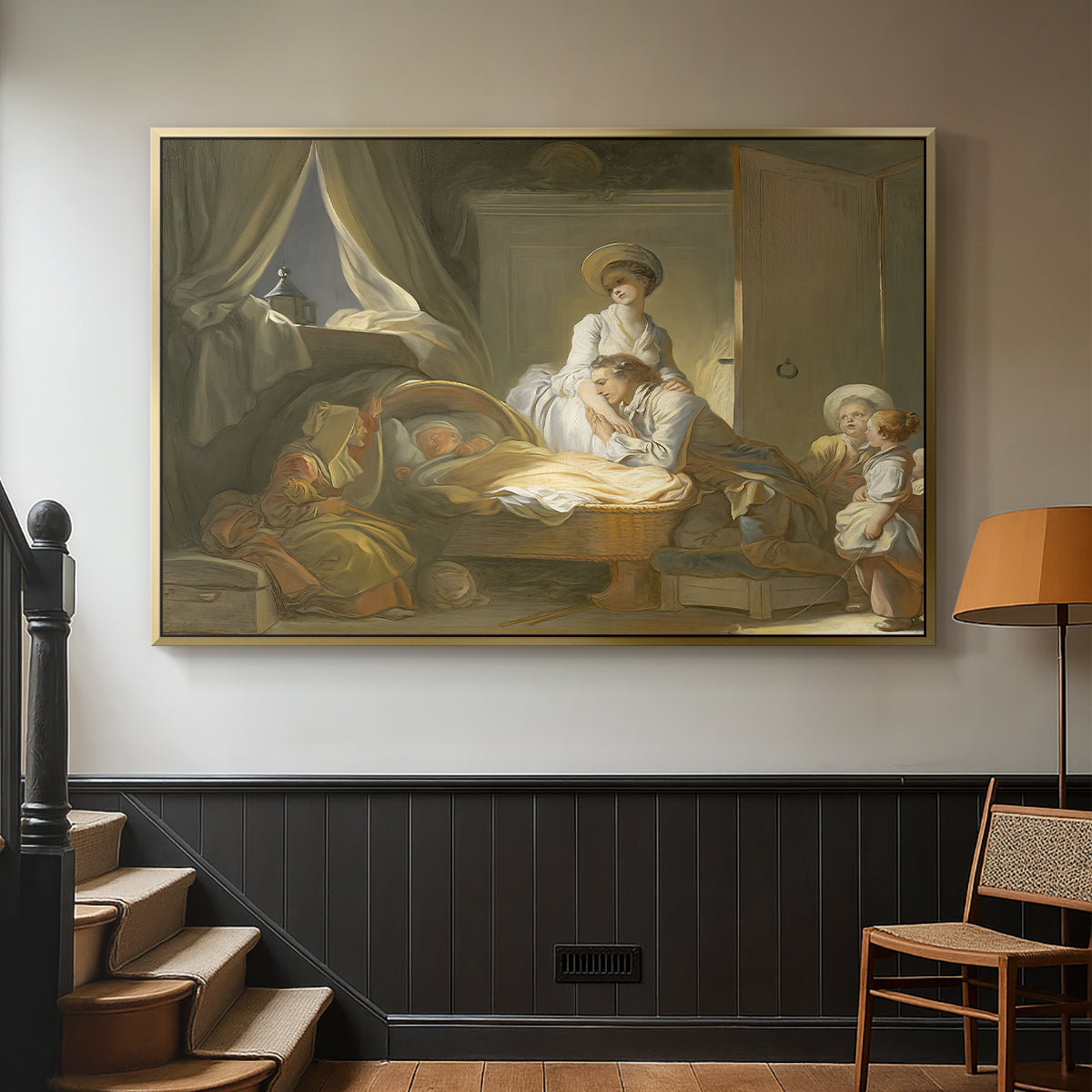 The Visit to the Nursery, c. 1775 - Floater Framed Canvas Print