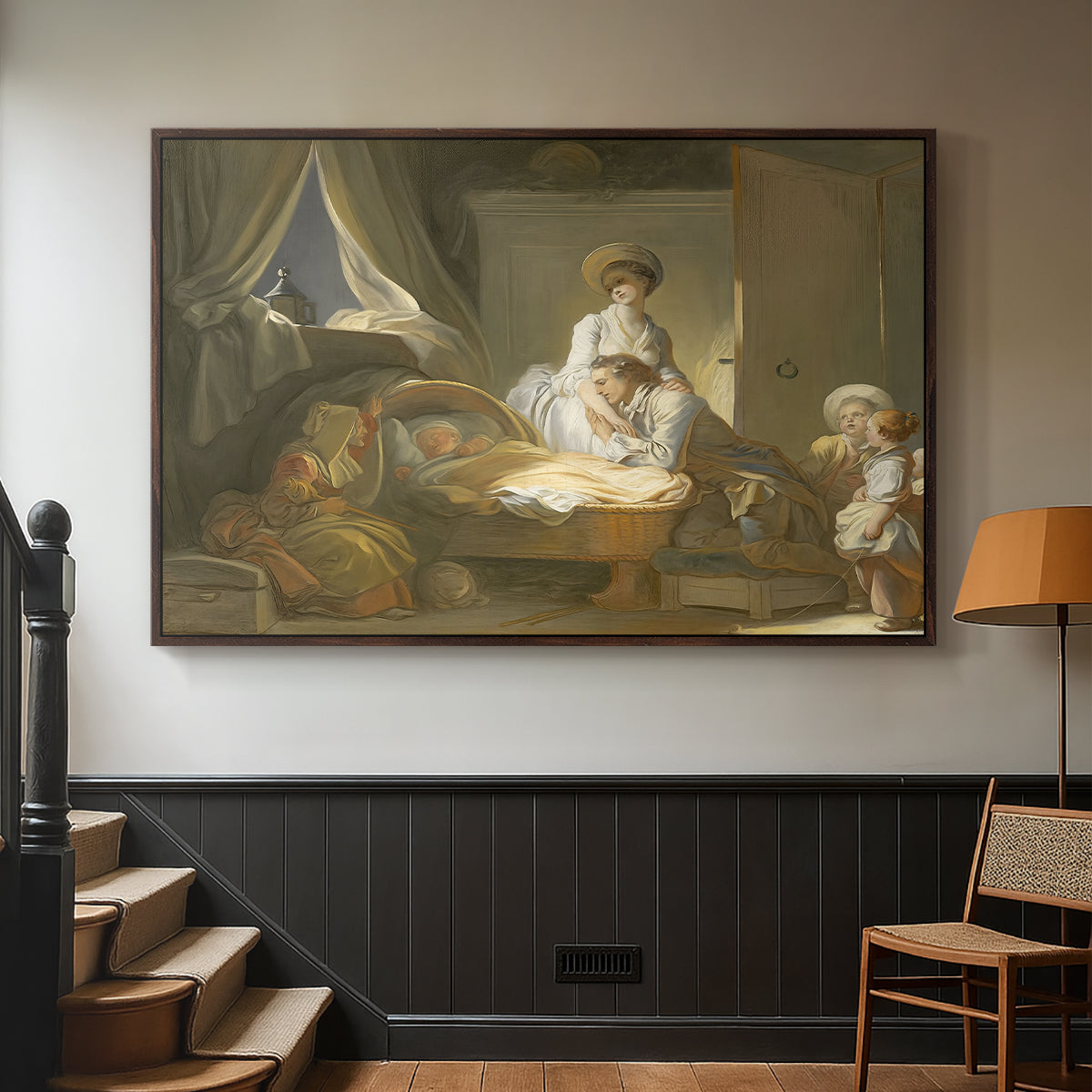The Visit to the Nursery, c. 1775 - Floater Framed Canvas Print