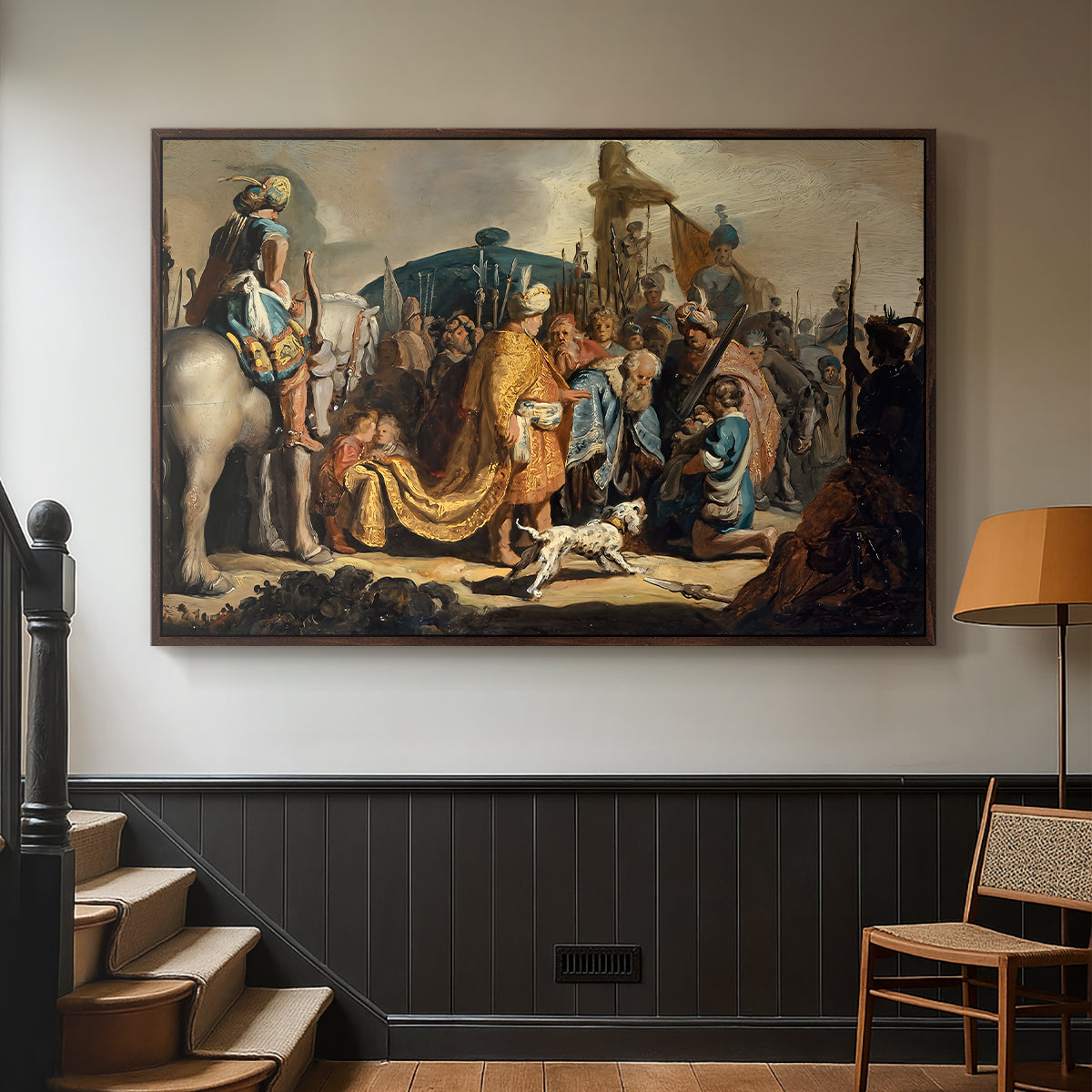 David with Goliath's Head in front of Saul, for Rembrandt, 1627 - Floater Framed Canvas Print
