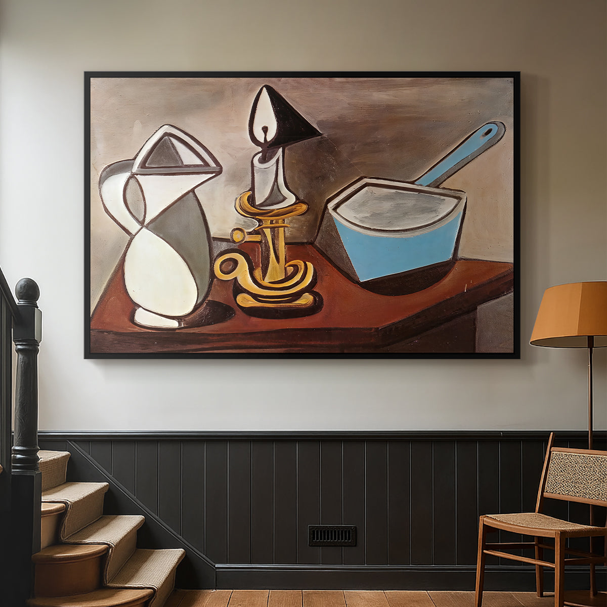 Jug, Candle, and Enamel Pan, 1950 - Floater Framed Canvas Print