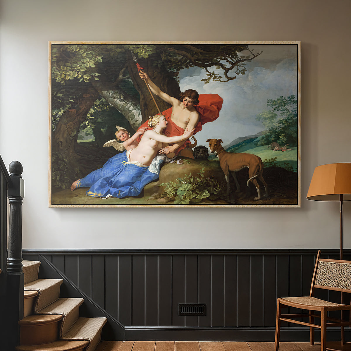 Venus and Adonis, 1632 - Floater Framed Canvas Print