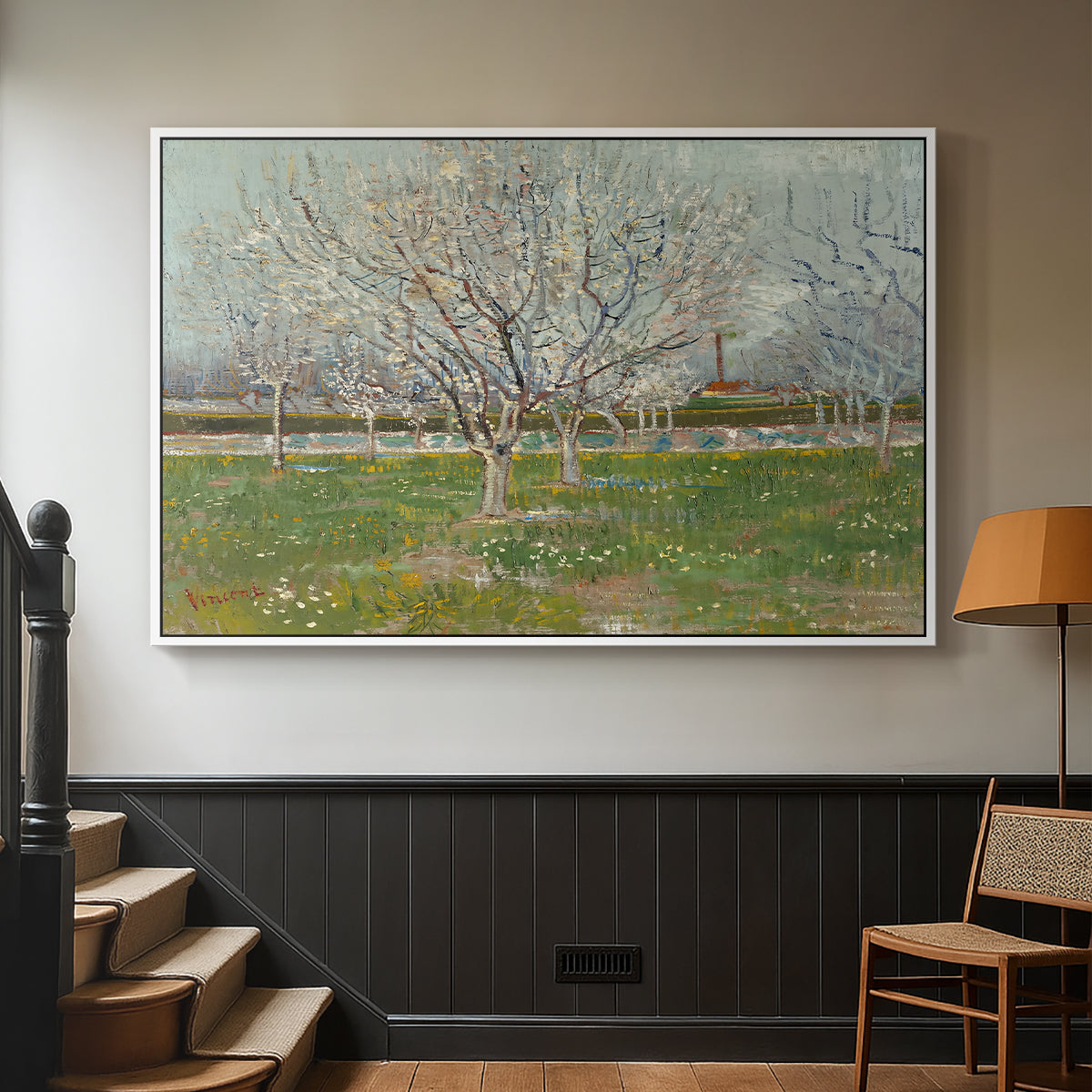 Orchard in Blossom (Plum Trees), 1888 - Floater Framed Canvas Print