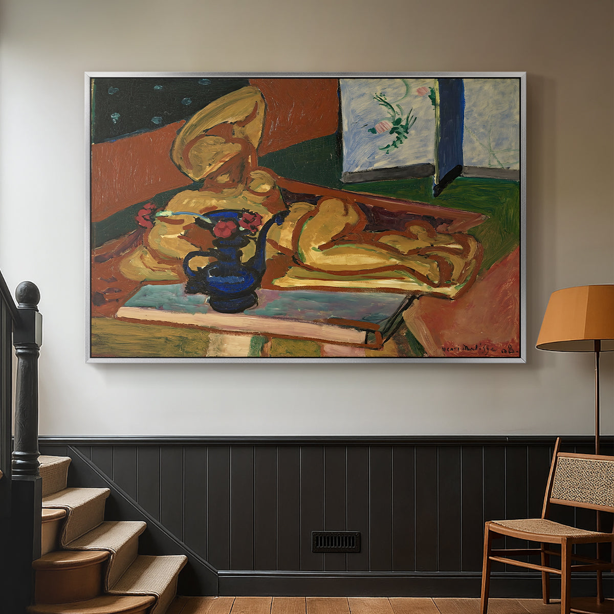 Sculpture and Persian Vase (The Bronze Figure), 1908 - Floater Framed Canvas Print