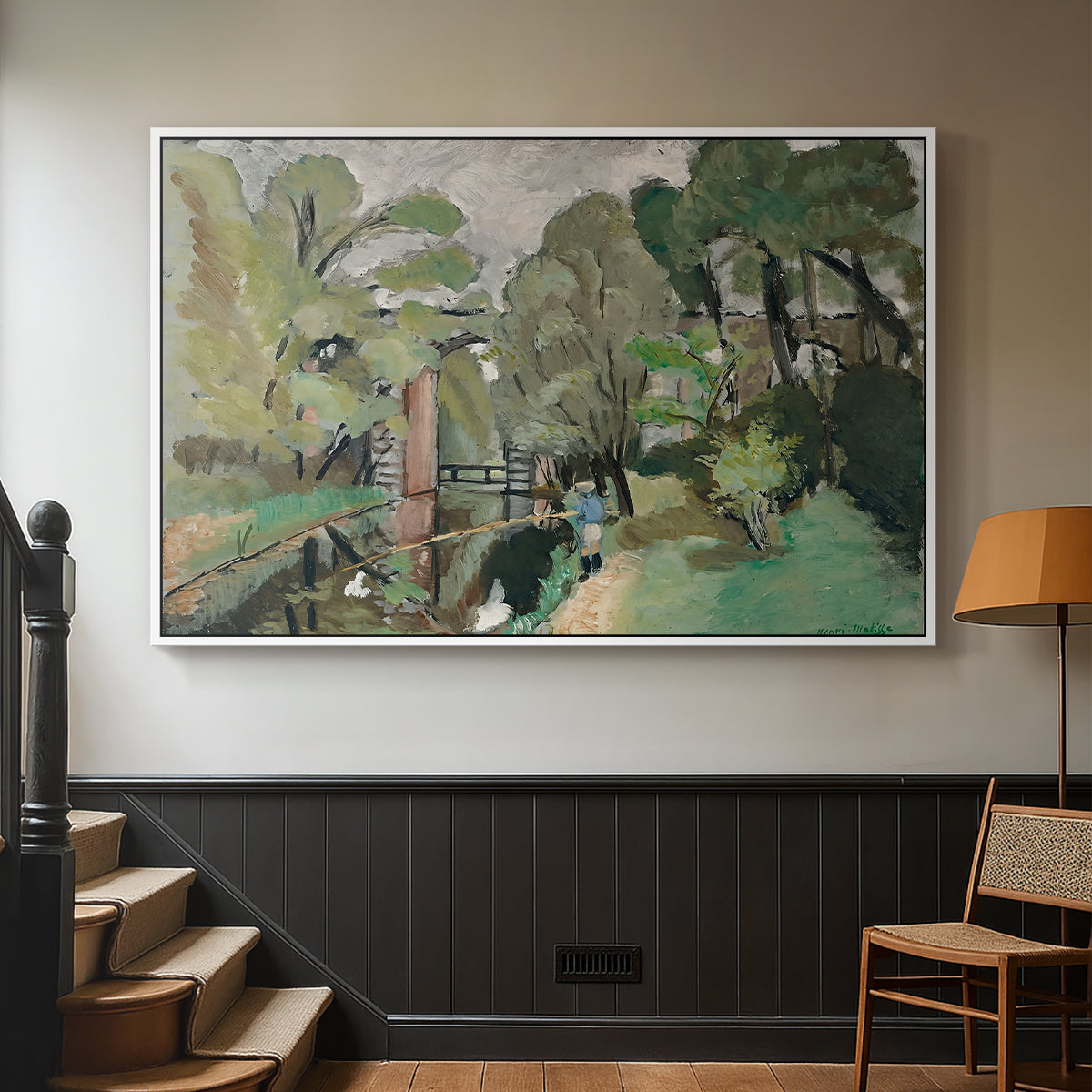 The Little Fisherman, Maintenon, 1918 - Floater Framed Canvas Print