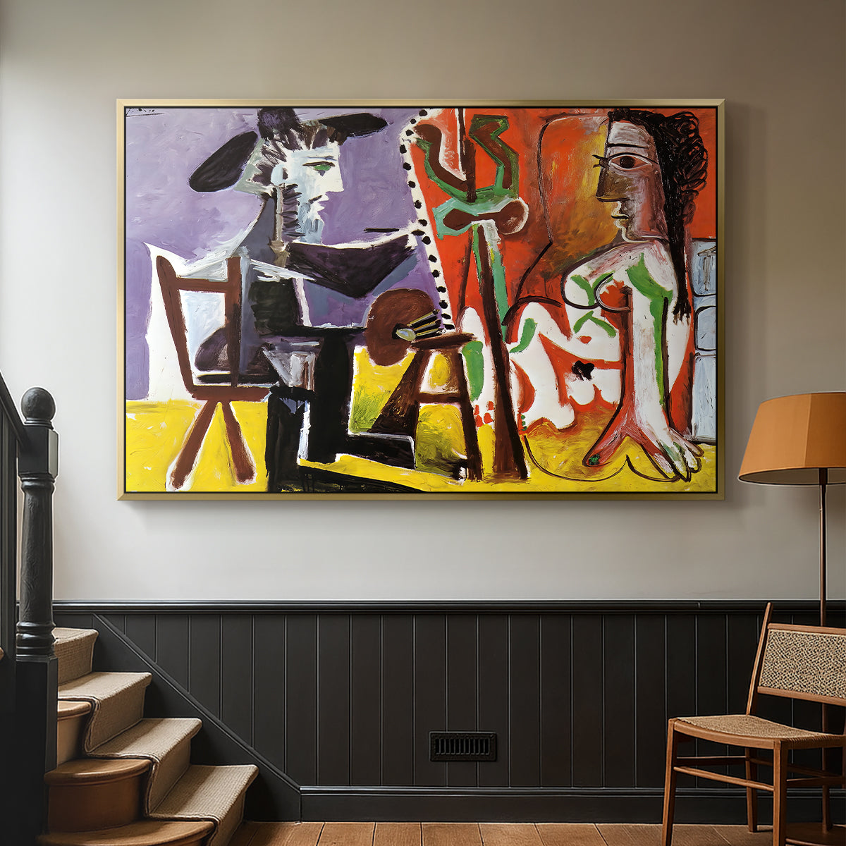 The Painter and His Model, 1963 - Floater Framed Canvas Print