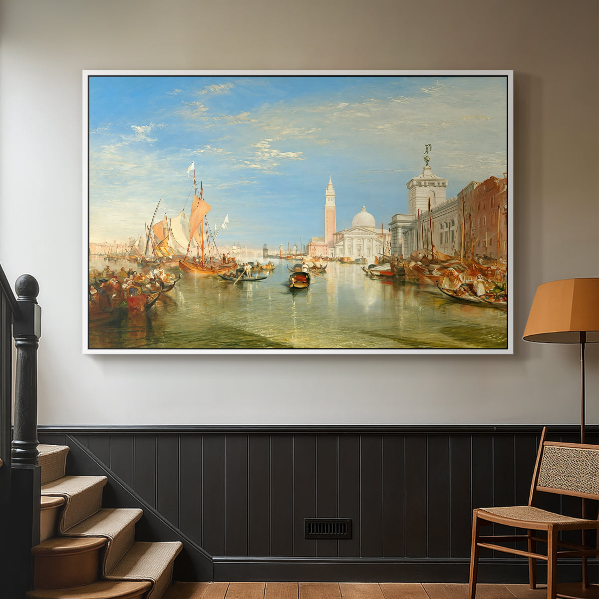 Venice: The Dogana and San Giorgio Maggiore, 1834 - Floater Framed Canvas Print