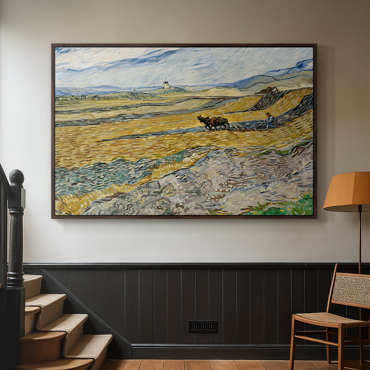 Enclosed Field with Ploughman, 1889 - Floater Framed Canvas Print