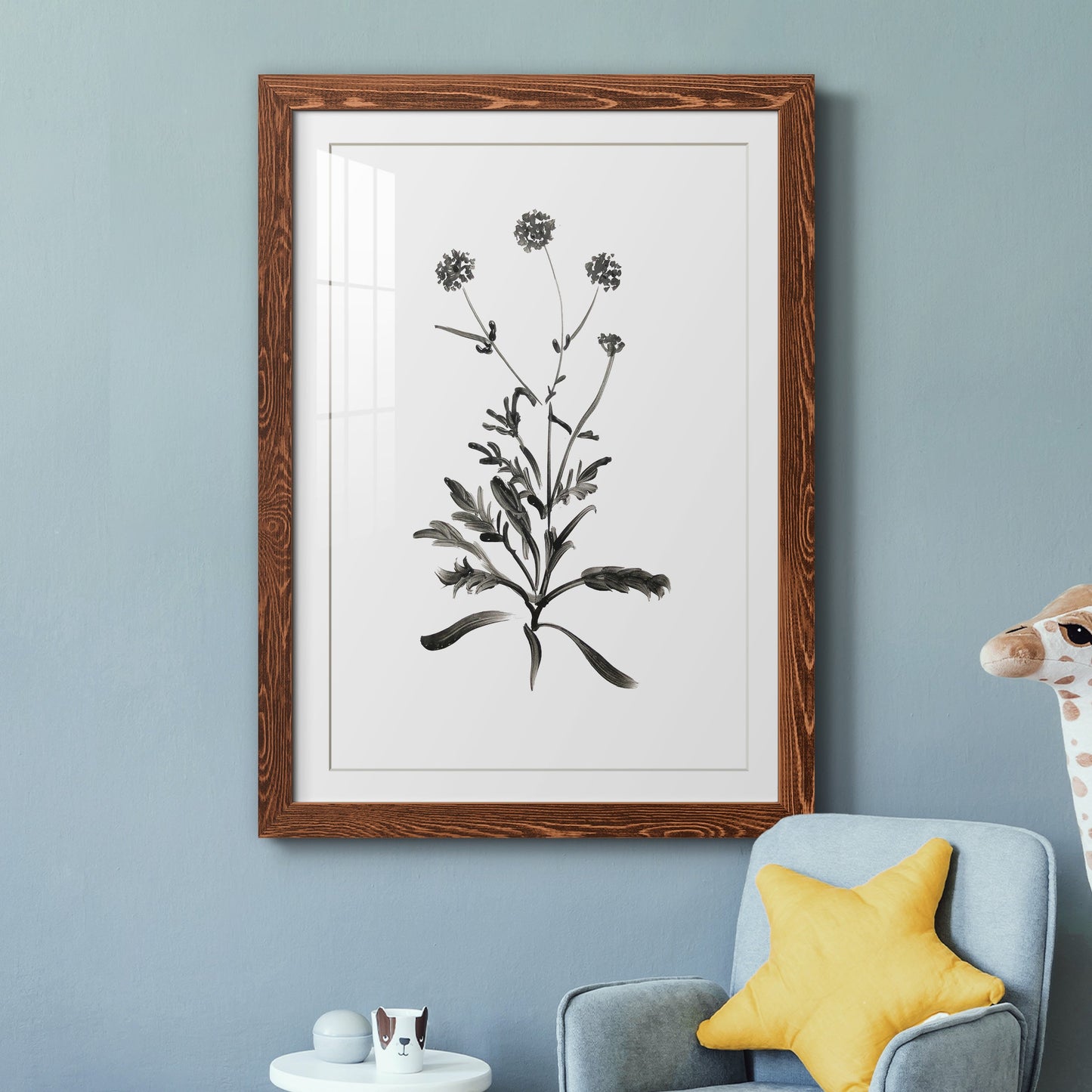 Inky Botanical I - Premium Framed Print - Distressed Barnwood Frame - Ready to Hang