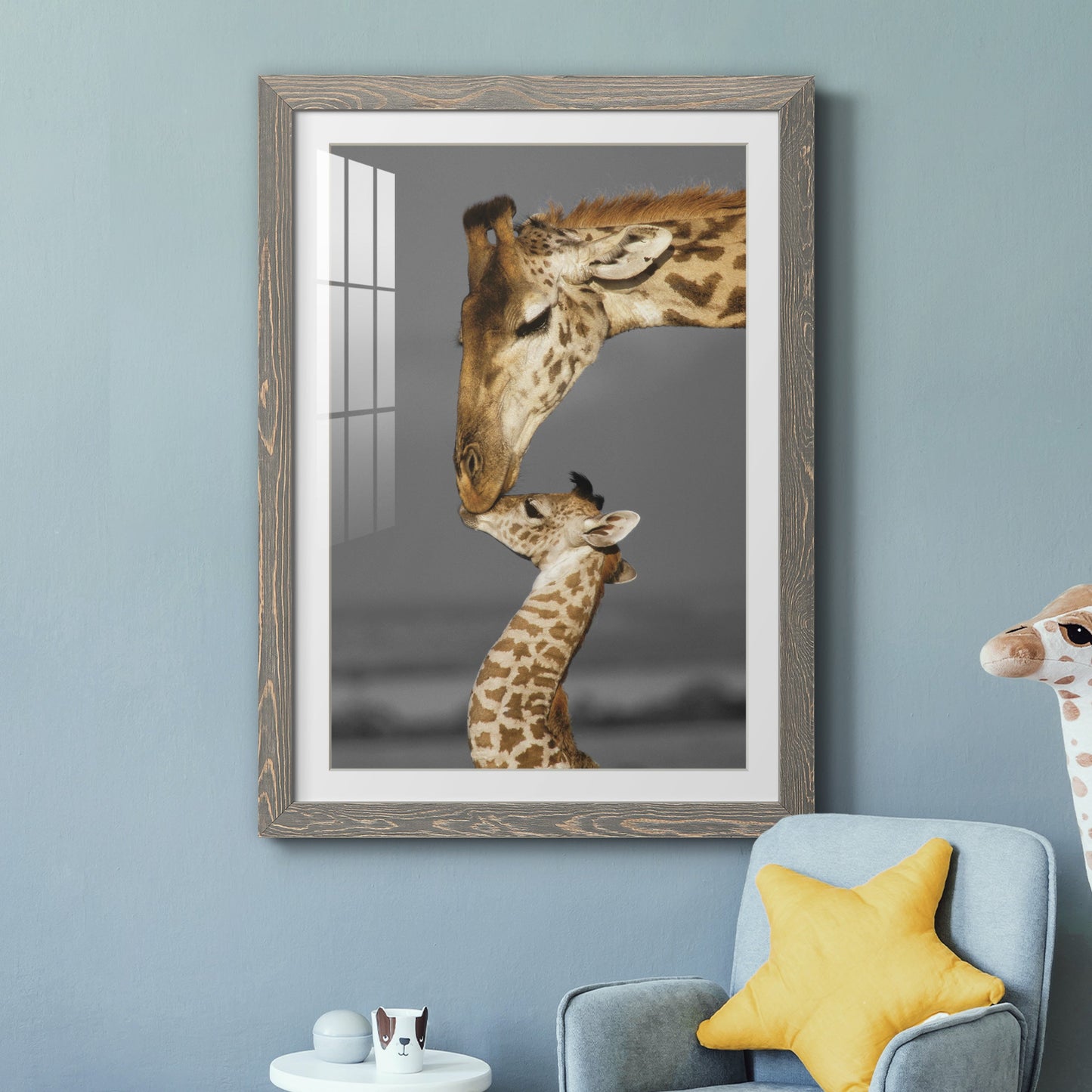 Masai Mara Giraffe Family - Premium Framed Print - Distressed Barnwood Frame - Ready to Hang