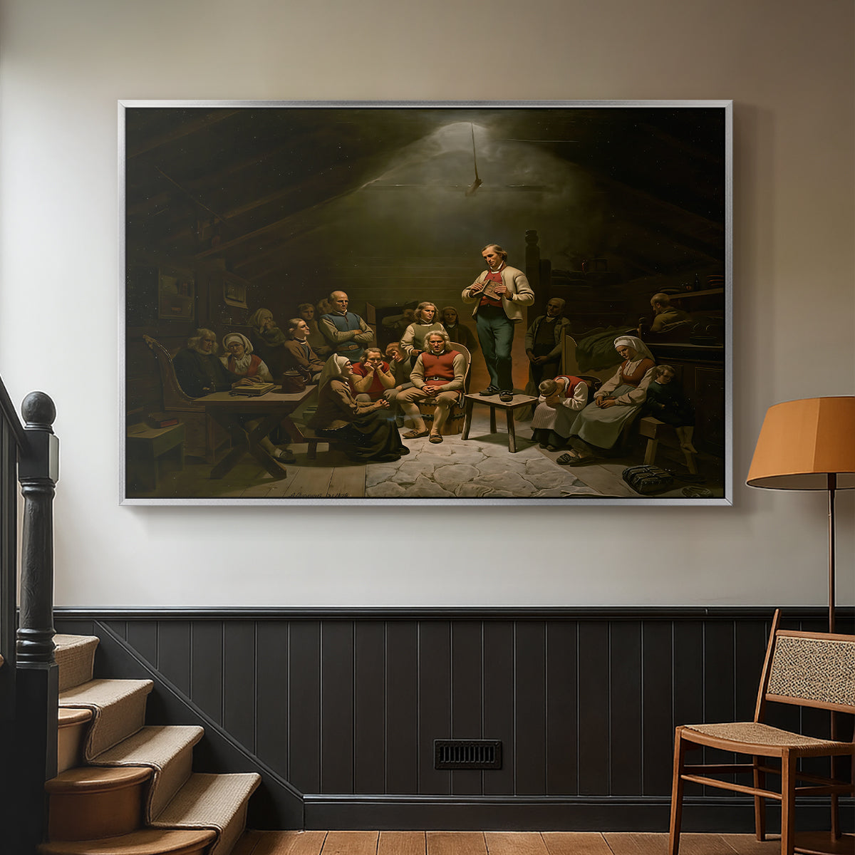 Low Church Devotion (Haugianerne), 1848 - Floater Framed Canvas Print