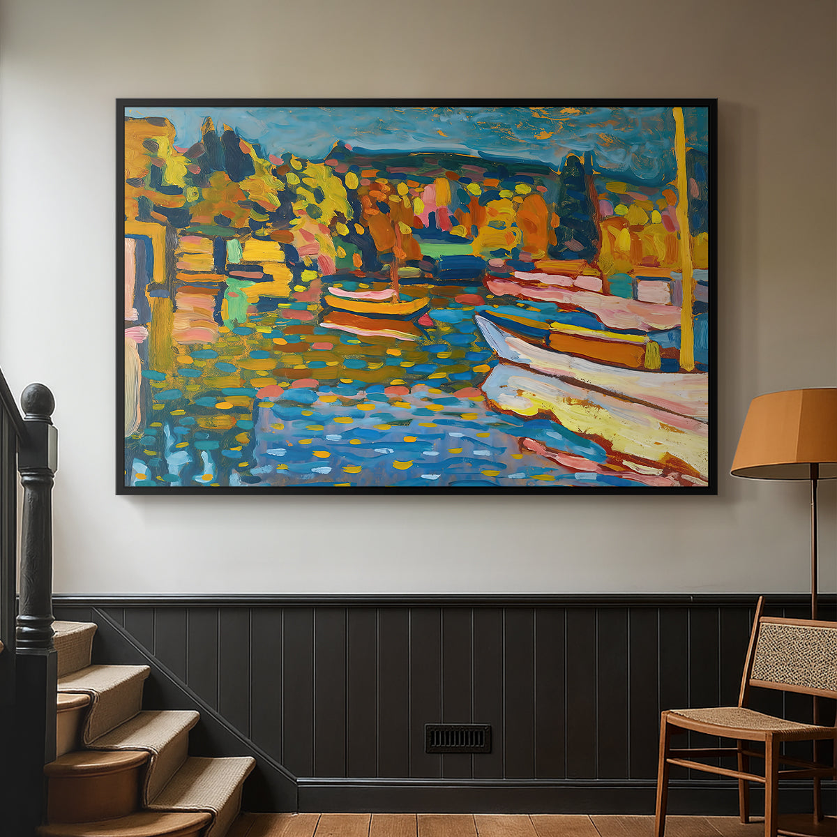 Study for Autumn Landscape with Boats, 1908 - Floater Framed Canvas Print