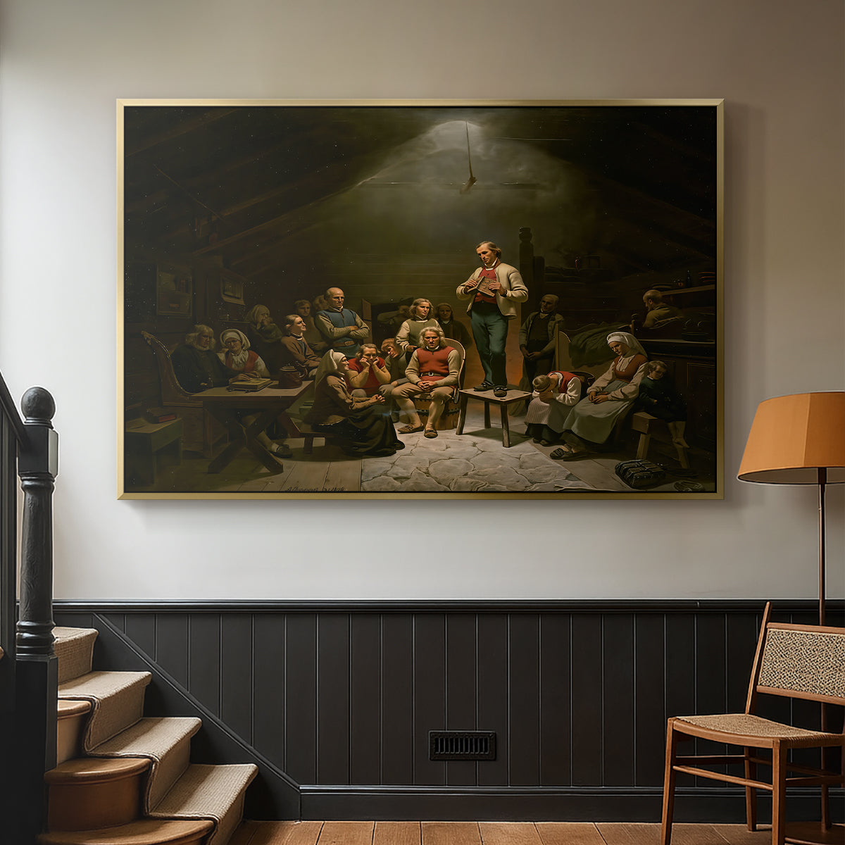 Low Church Devotion (Haugianerne), 1848 - Floater Framed Canvas Print