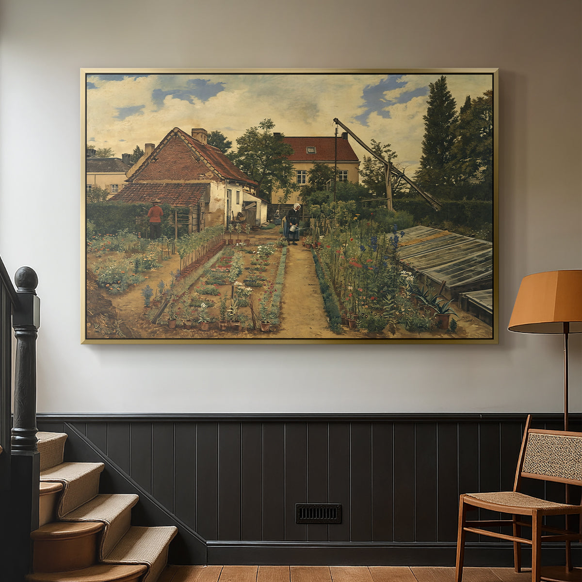 Garden of a Florist (The Flower Garden), 1864 - Floater Framed Canvas Print