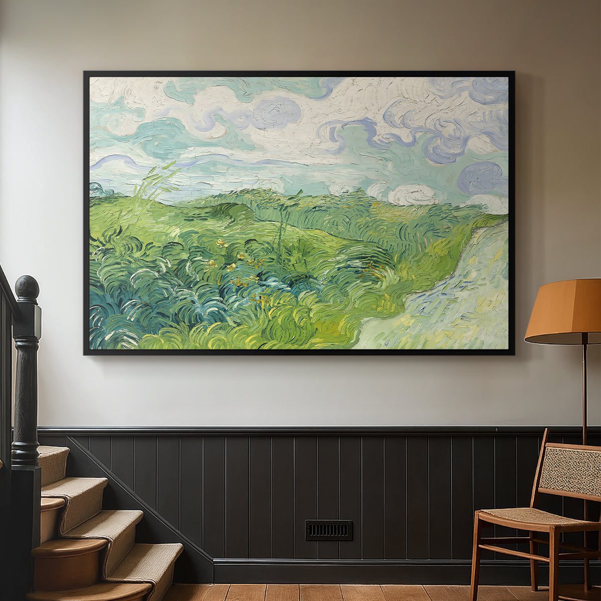 Green Wheat Field, Auvers, 1890 - Floater Framed Canvas Print