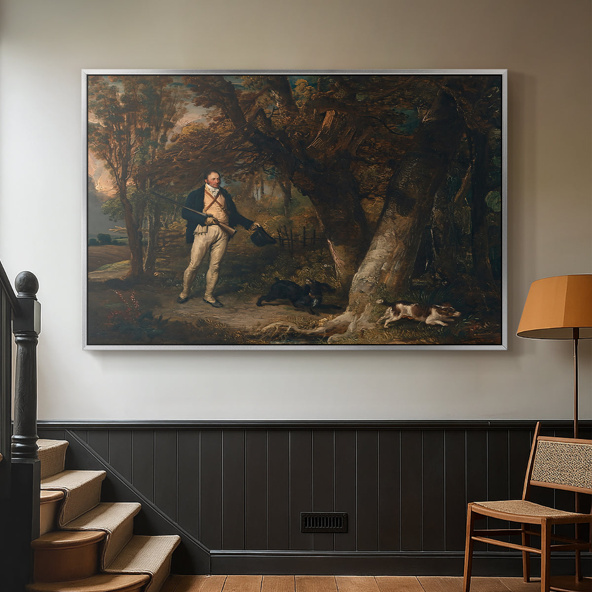 The Reverend Thomas Levett and Favourite Dogs, Cock-Shooting, 1811 - Floater Framed Canvas Print