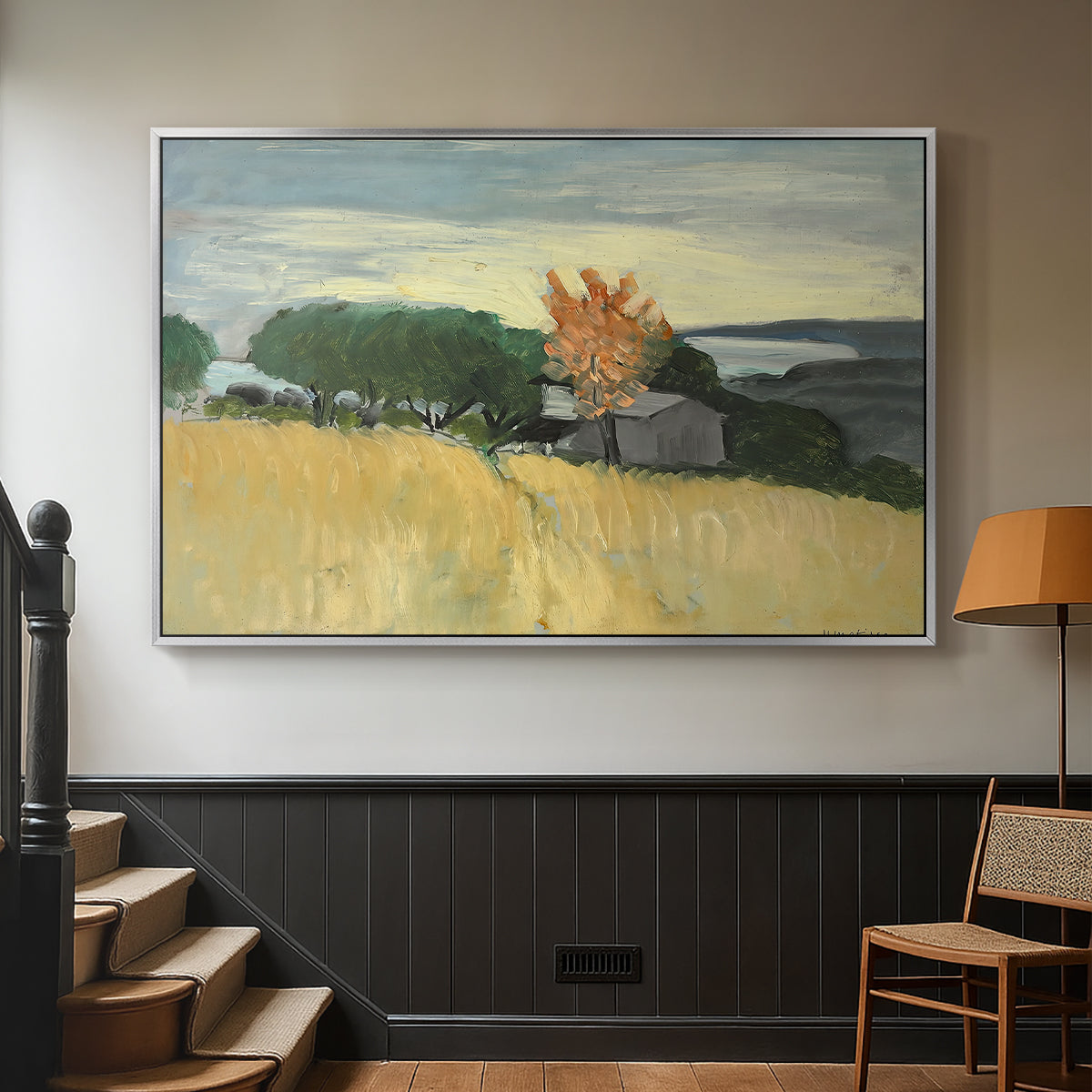 Fields of Wheat in Cagnes, 1918 - Floater Framed Canvas Print