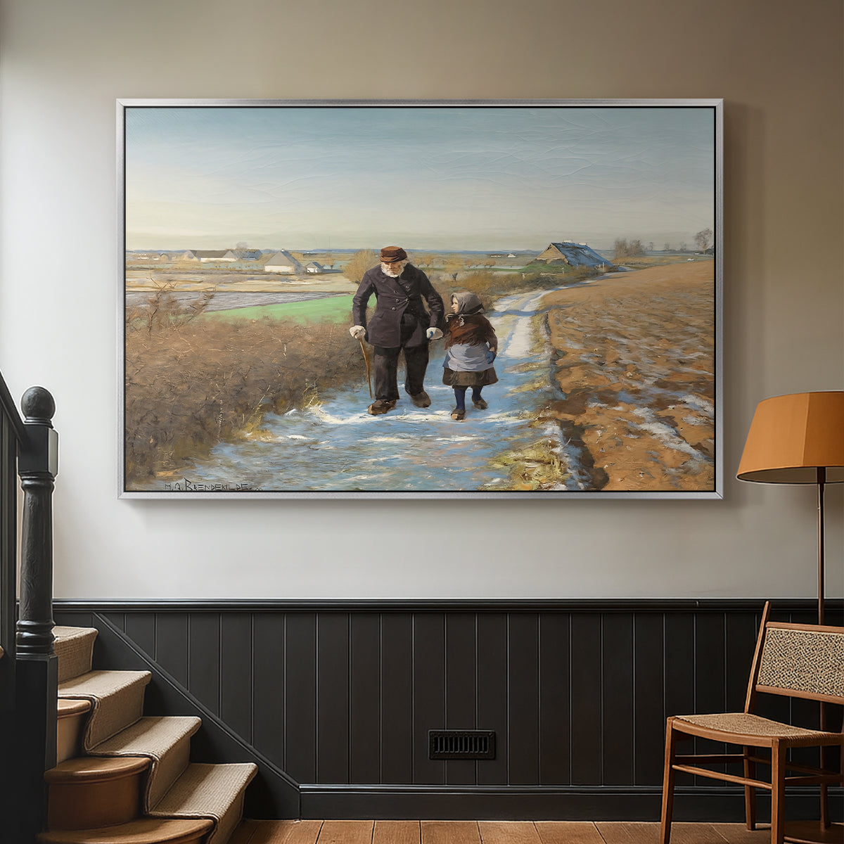The Old Man and the Child, 1888 - Floater Framed Canvas Print