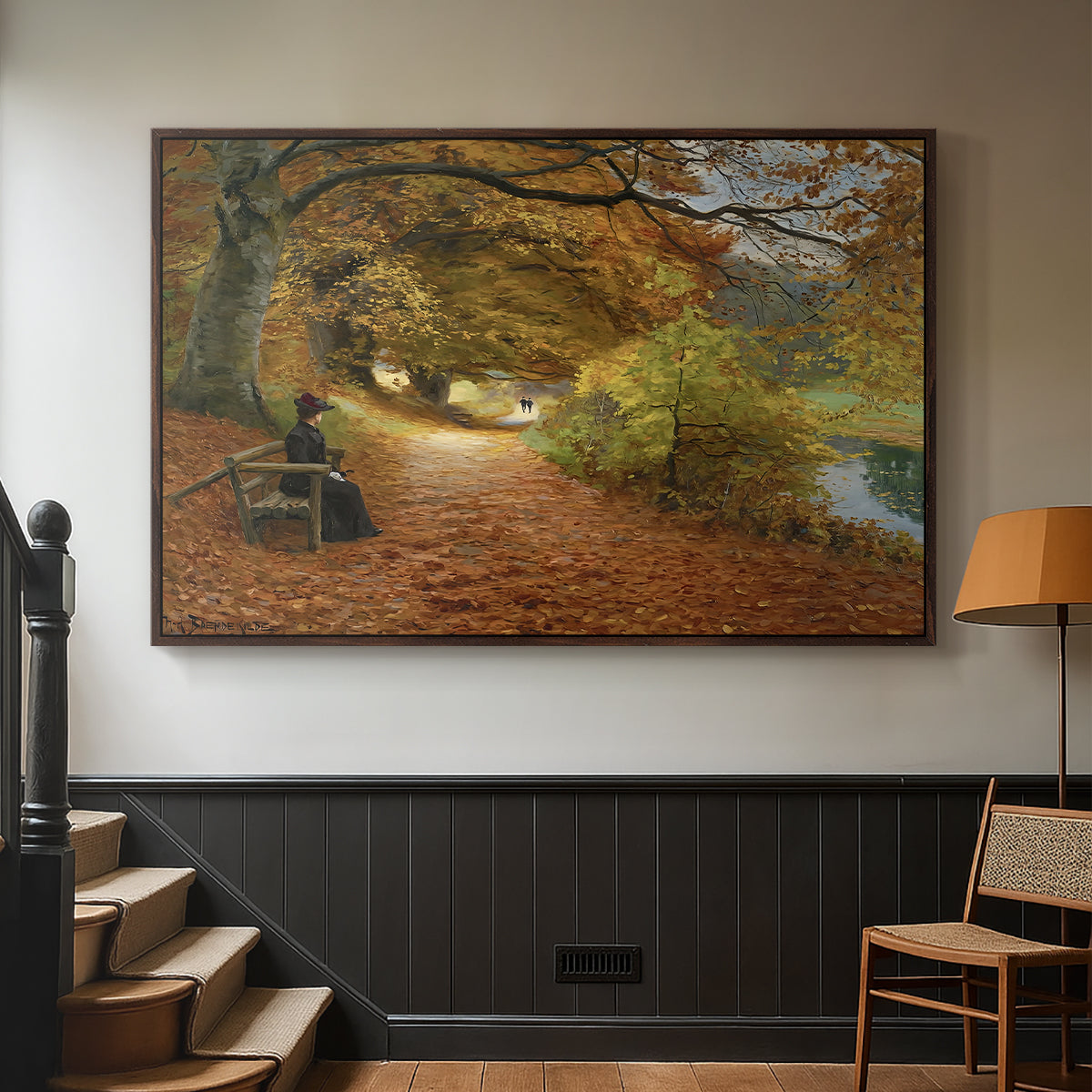 A Wooded Path in Autumn, 1902 - Floater Framed Canvas Print