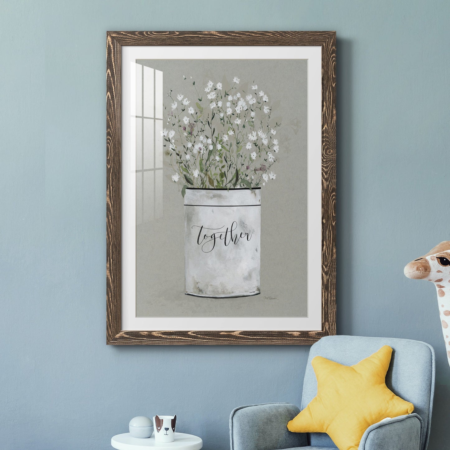 Bouquet of Grace Bucket Together - Premium Framed Print - Distressed Barnwood Frame - Ready to Hang