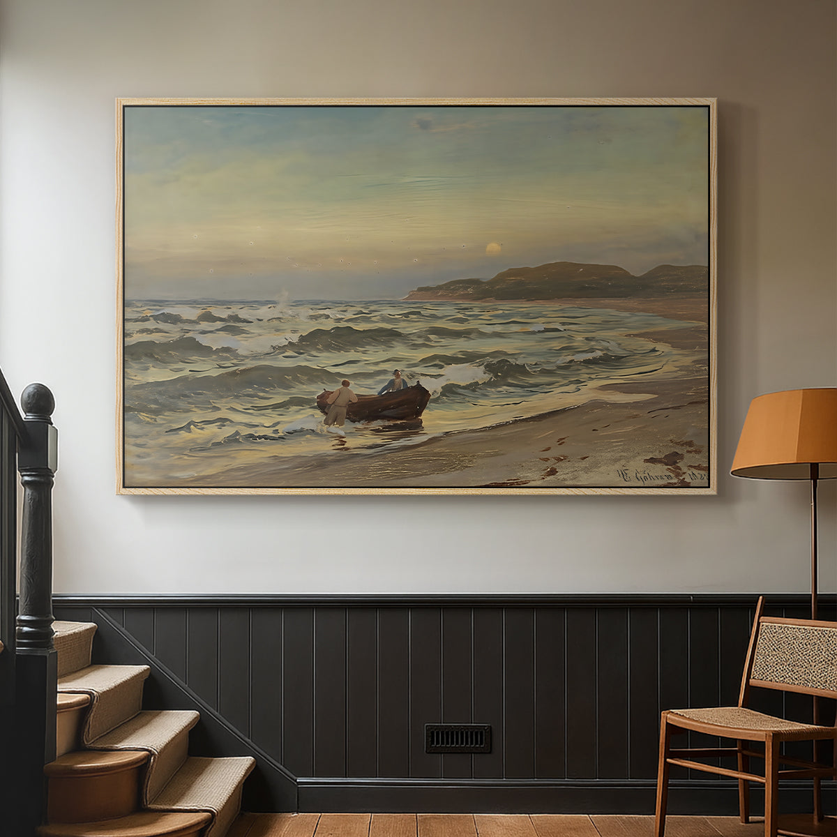 Storm at Rügen, 1882 - Floater Framed Canvas Print