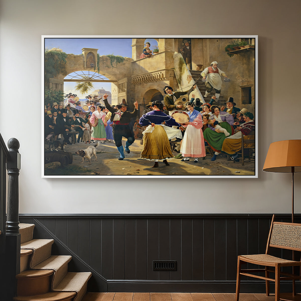 Romans Gathered for Merriment at an Osteria, 1839 - Floater Framed Canvas Print