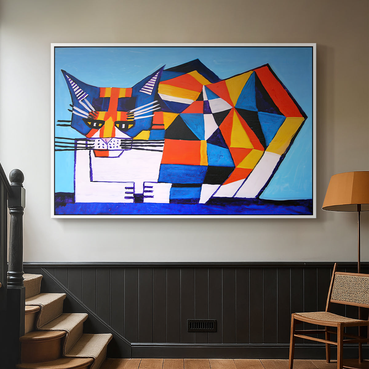 Cassie Thinking about Cubism - Floater Framed Canvas Print