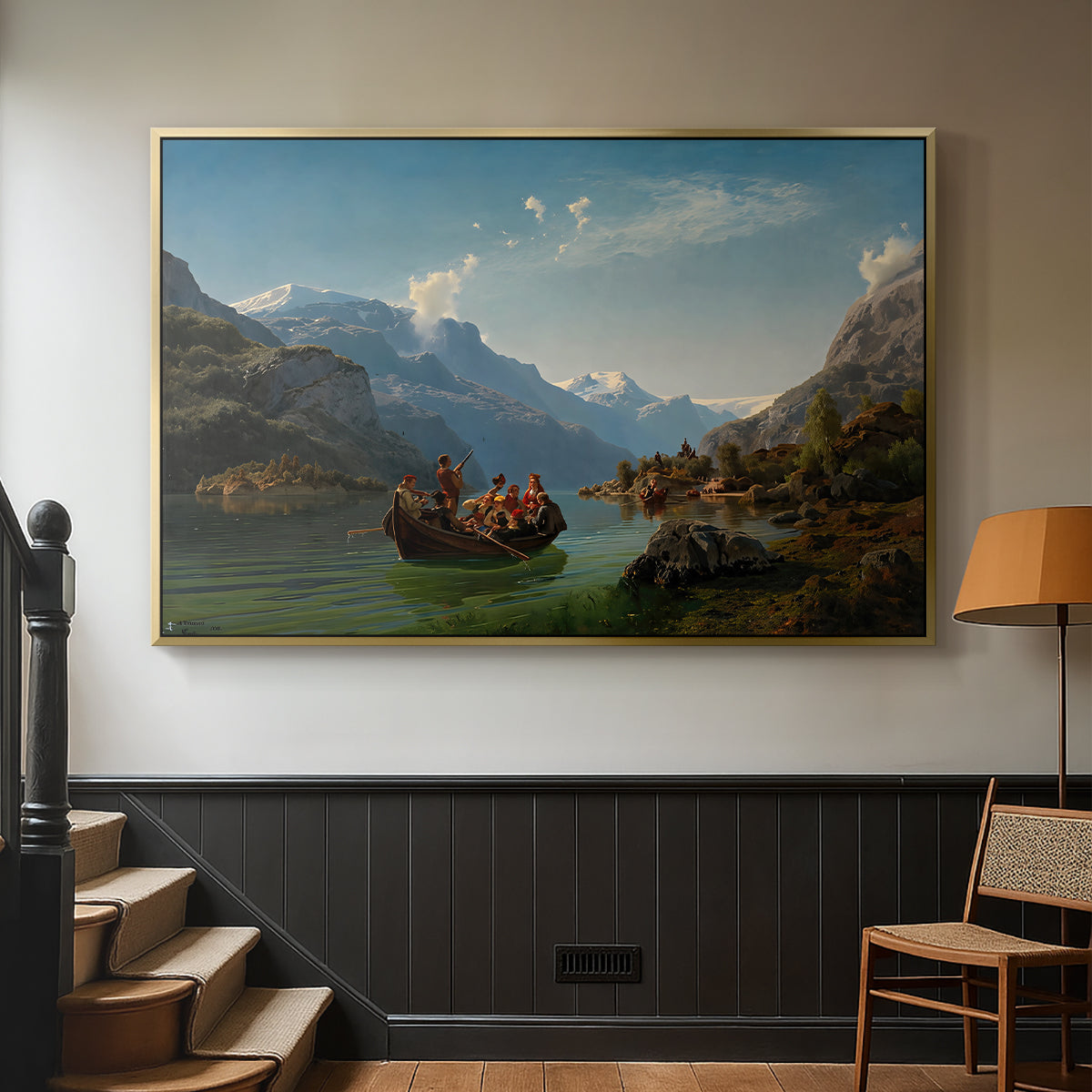 Bridal Procession on the Hardangerfjord, 1848 - Floater Framed Canvas Print