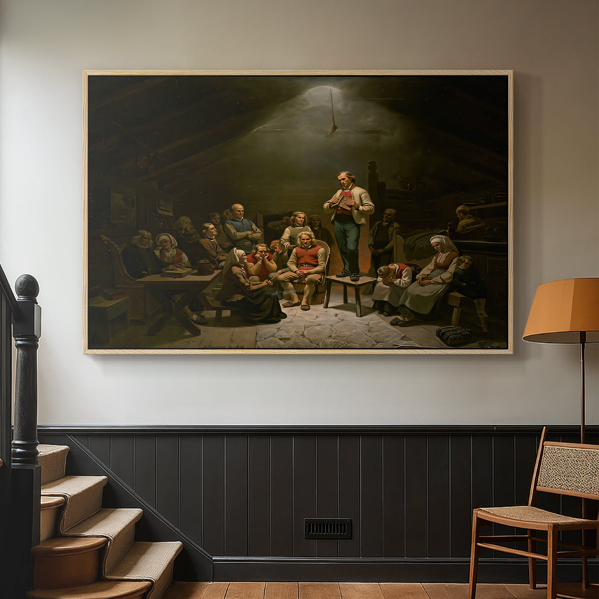 Low Church Devotion (Haugianerne), 1848 - Floater Framed Canvas Print