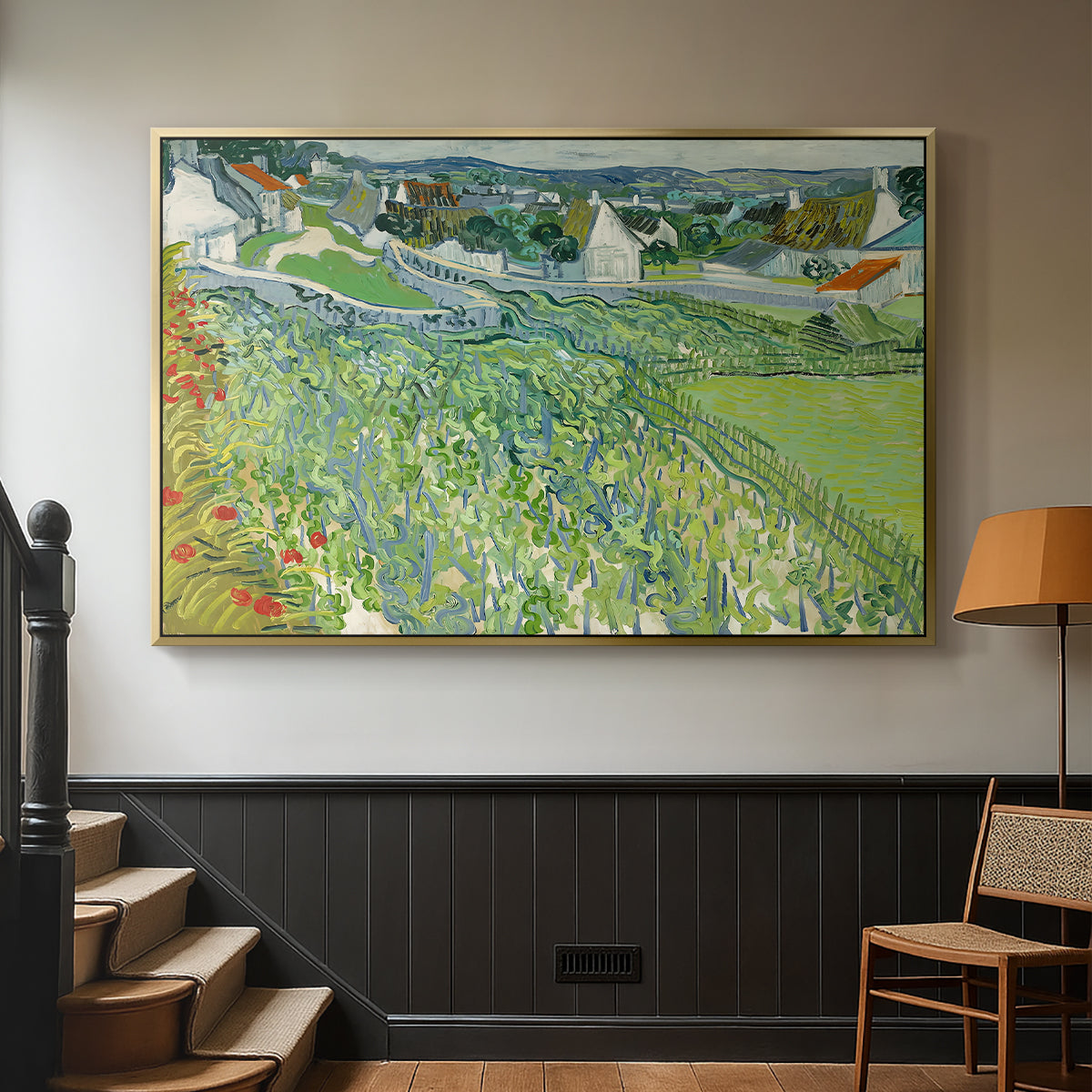Vineyards at Auvers, 1890 - Floater Framed Canvas Print