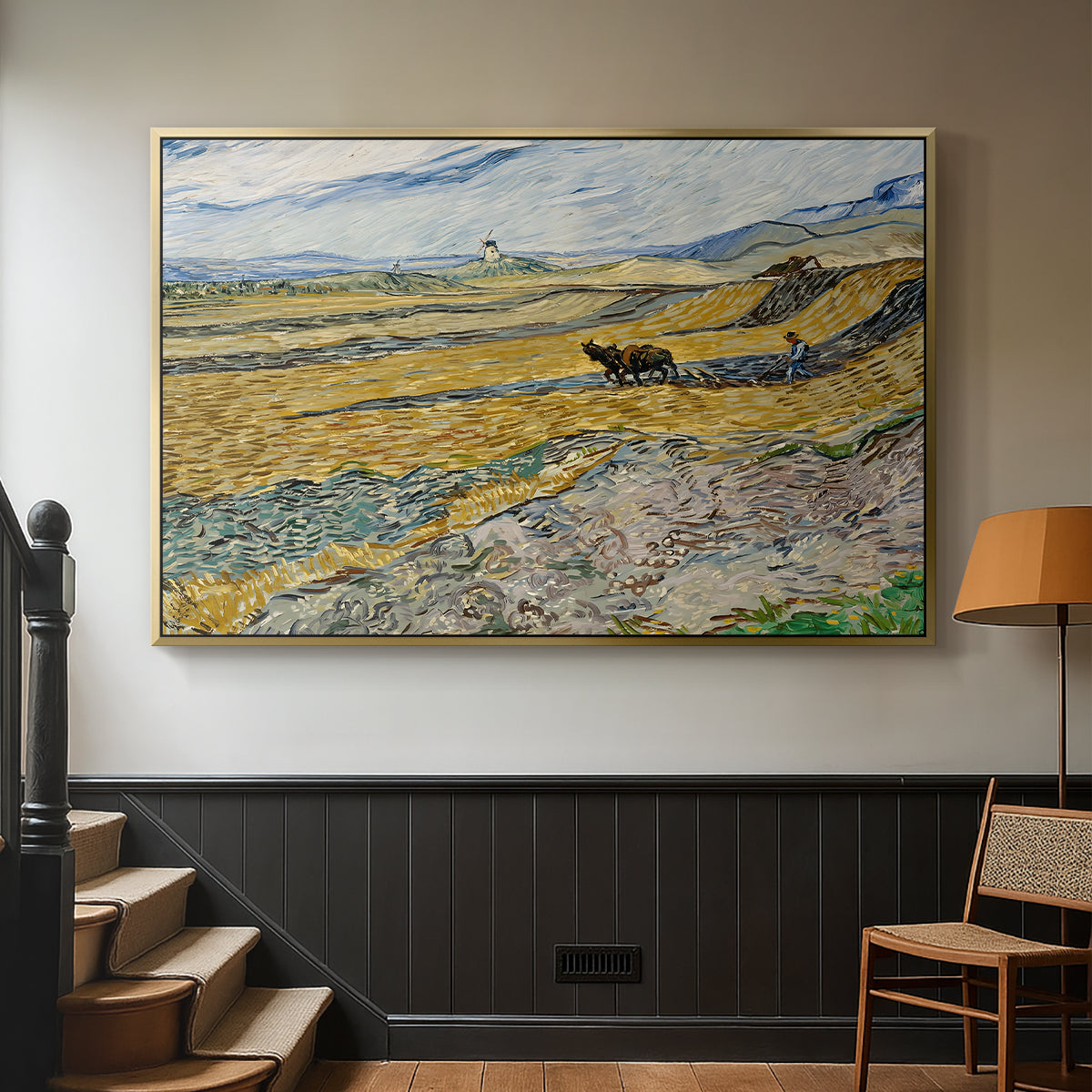 Enclosed Field with Ploughman, 1889 - Floater Framed Canvas Print