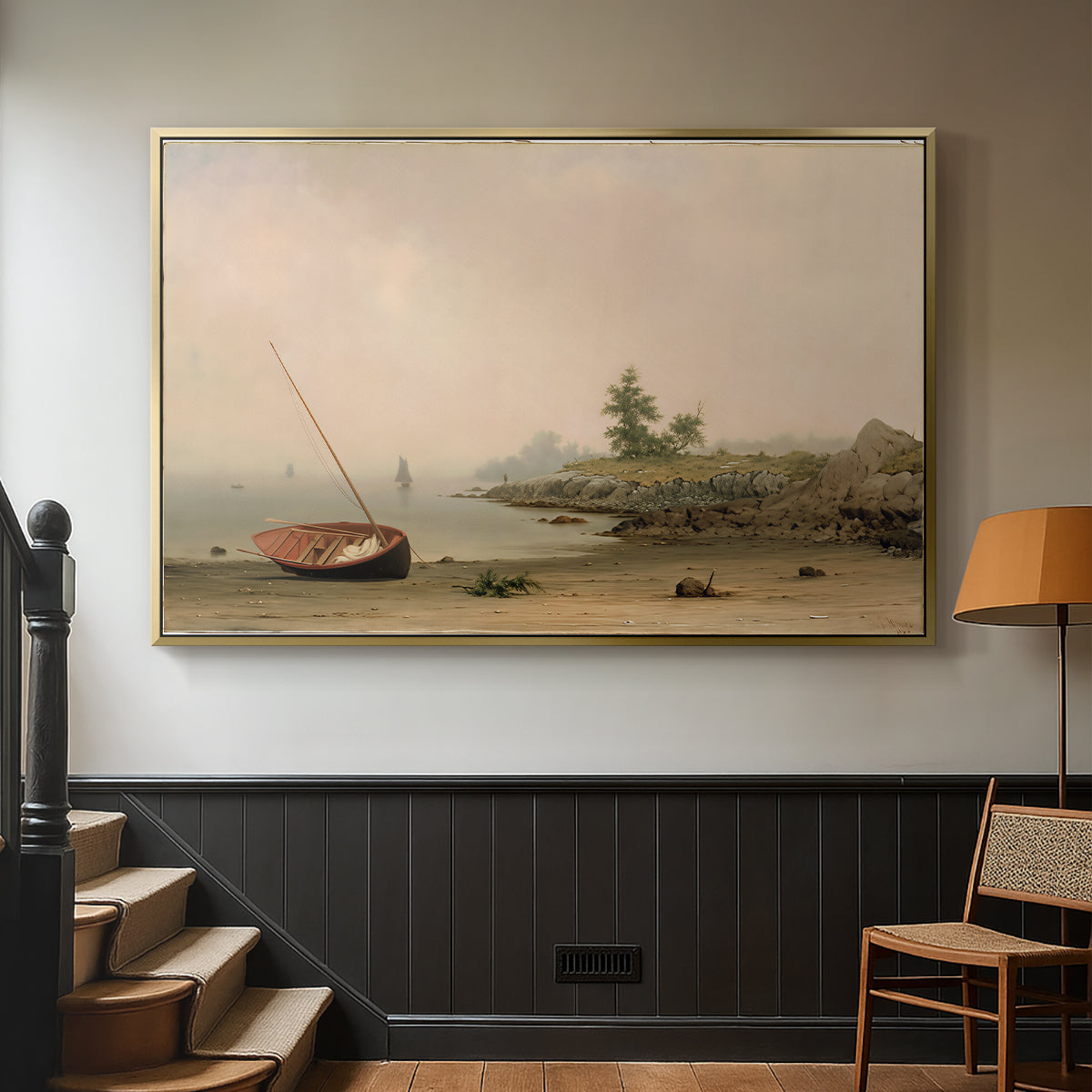 The Stranded Boat, 1863 - Floater Framed Canvas Print