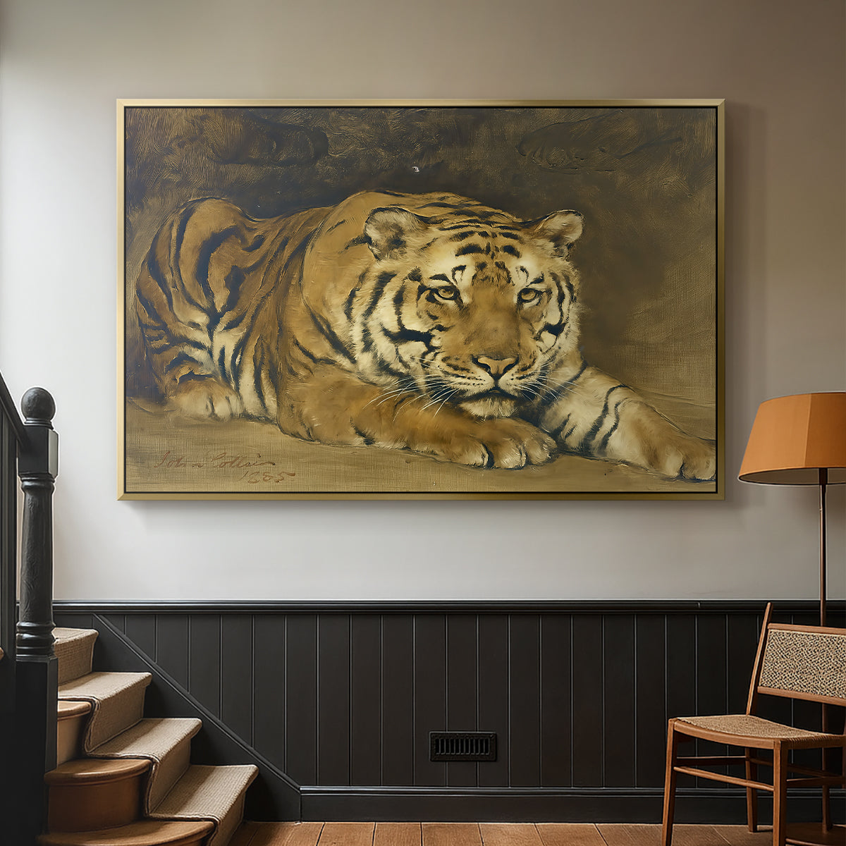 Study of a Tiger for Circe, 1885 - Floater Framed Canvas Print