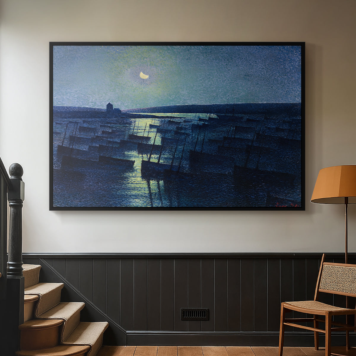 Camaret, Moonlight and Fishing Boats, 1894 - Floater Framed Canvas Print