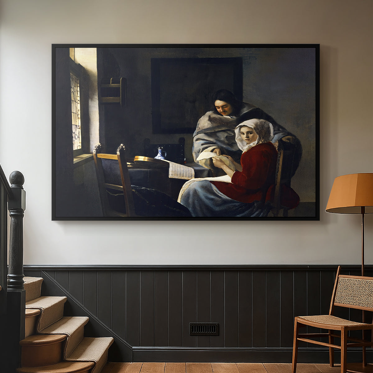 Girl Interrupted at Her Music, c. 1658-1659 - Floater Framed Canvas Print